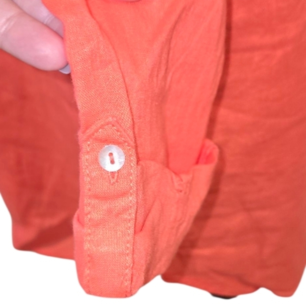 Sigrid Olsen 100% Linen Vibrant Coral Button-Down Shirt Tunic Size Large New - Picture 4 of 9